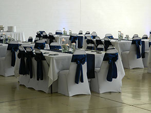Chair Covering Spandex Cover and Navy Satin Sash